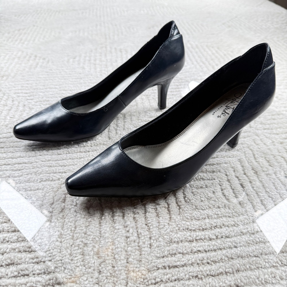 LifeStride Pumps Women 9.5M Navy Blue Pointed Toe Kitten Heel Soft System Office - Picture 1 of 16
